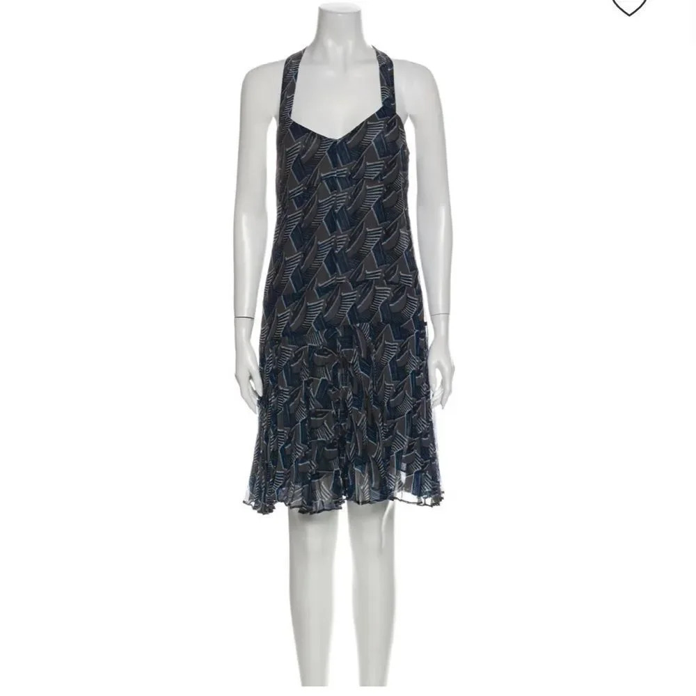 Derek Lam 10 Crosby Blue & Black Silk Dress Sz 10
